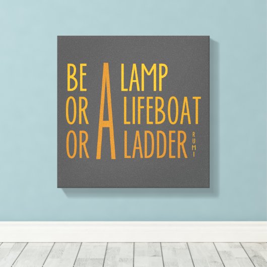 Een lamp, een reddingsboot, een ladder canvas afdruk (Insitu (Houten vloer))