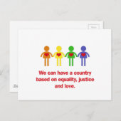 Een land gebaseerd op gelijkheid, rechtvaardigheid briefkaart (Voorkant / Achterkant)