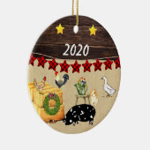 Een land met Kerstmis KuneKune Pig Keramisch Ornament (Rechts)