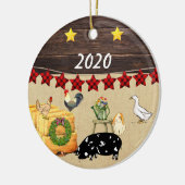 Een land met Kerstmis KuneKune Pig Keramisch Ornament (Links)