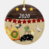 Een land met Kerstmis KuneKune Pig Keramisch Ornament (Achterkant)