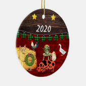 Een land met Kerstmis KuneKune Pig Keramisch Ornament (Rechts)