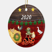 Een land met Kerstmis KuneKune Pig Keramisch Ornament (Links)