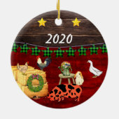 Een land met Kerstmis KuneKune Pig Keramisch Ornament (Achterkant)