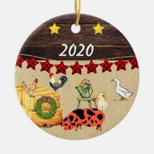 Een land met Kerstmis KuneKune Pig Keramisch Ornament