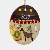 Een land met Kerstmis Oberhasli-geit Keramisch Ornament (Rechts)