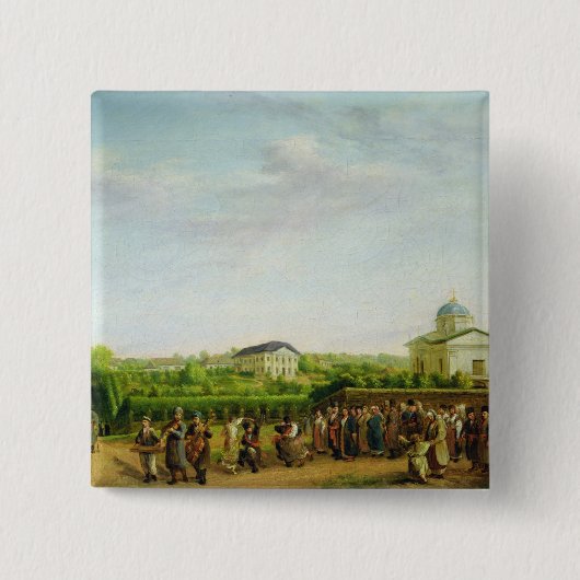 Een landbruiloft vierkante button 5,1 cm (Voorkant)