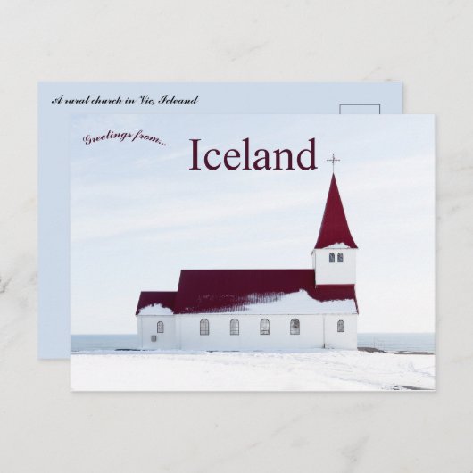 Een landelijke kerk in Vic, IJsland Briefkaart (Voorkant / Achterkant)