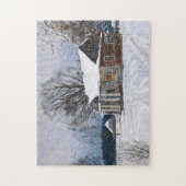 Een landhuis in Dusk in de winter Legpuzzel (Verticaal)