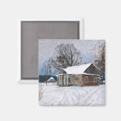 Een landhuis in Dusk in de winter Magneet (Voorkant / Achterkant)