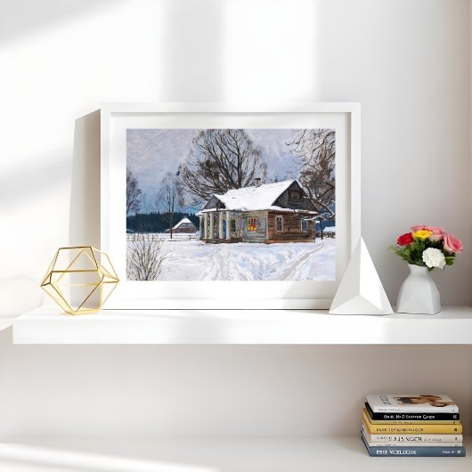 Een landhuis in Dusk in de winter Poster
