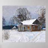 Een landhuis in Dusk in de winter Poster (Voorkant)