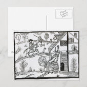 Een landscène met een vrouw die draait briefkaart (Voorkant / Achterkant)