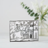 Een landscène met een vrouw die draait briefkaart (Staand voorkant)