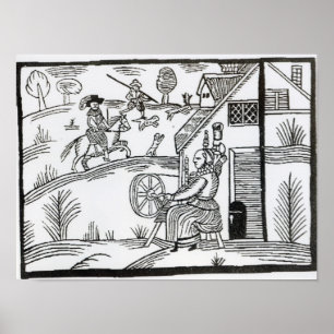 Een landscène met een vrouw die draait poster