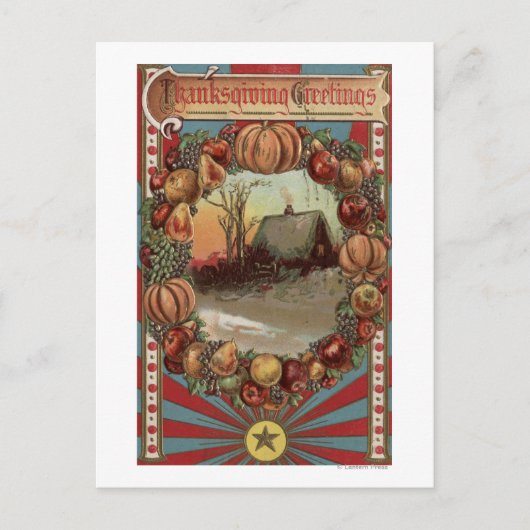 Een landscène met productiegrens briefkaart (Voorkant)