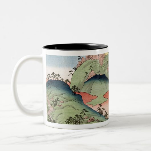 Een landschap en een seizoenskop tweekleurige koffiemok (Links)