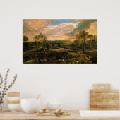 Een landschap met een Shepherd en zijn kudde Poster (Keuken)