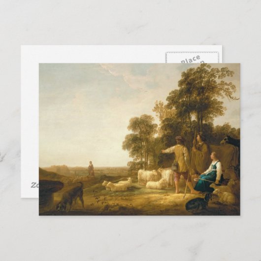 Een landschap met herders en herders briefkaart (Voorkant / Achterkant)