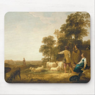 Een landschap met herders en herders muismat