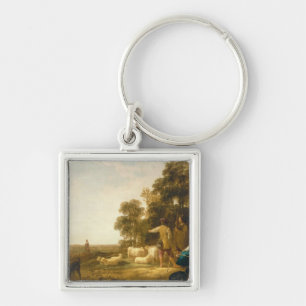 Een landschap met herders en herders sleutelhanger