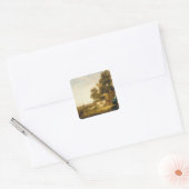 Een landschap met herders en herders vierkante sticker (Envelop)