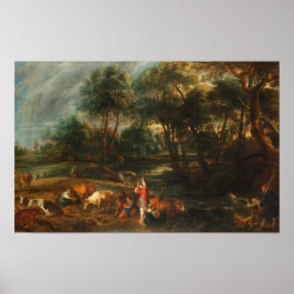 Een landschap met Koeien en eendenjagers Poster