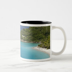 Een landschap van Caneel Bay vanaf een weg bij St. Tweekleurige Koffiemok