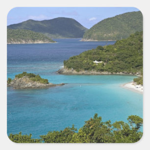 Een landschap van Caneel Bay vanaf een weg bij St. Vierkante Sticker
