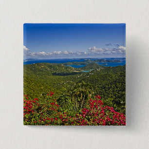 Een landschap van Cruse Bay, St. John Amerikaanse Vierkante Button 5,1 Cm