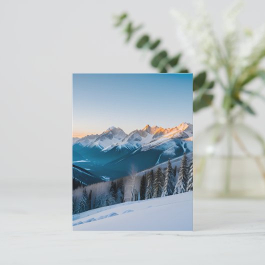 Een landschap van een met sneeuw bedekte berg briefkaart (Staand voorkant)