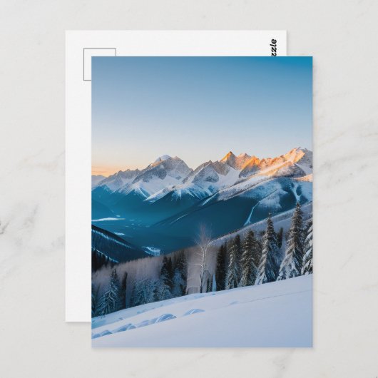 Een landschap van een met sneeuw bedekte berg briefkaart (Voorkant / Achterkant)