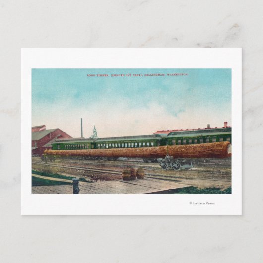 Een lang boomstamboek over spoorbanen briefkaart (Voorkant)