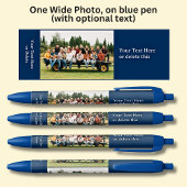 Een lange brede foto met optionele tekst op blauw blauwe inkt pen
