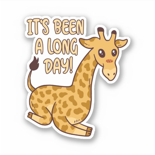Een lange dag Giraffe Sticker (Voorkant)