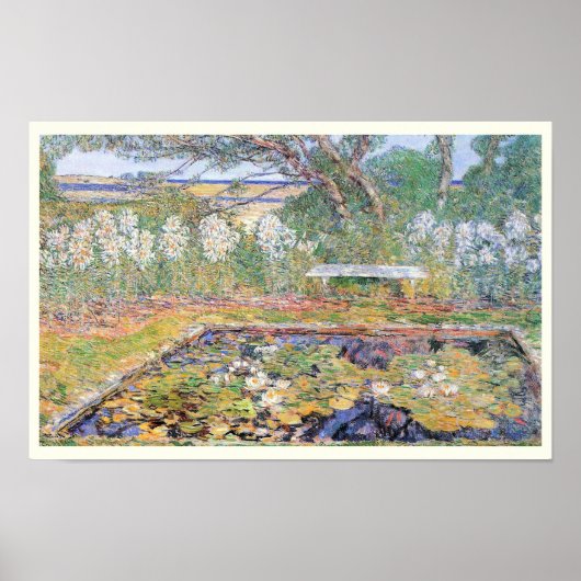 Een lange eilandtuin van Frederick Childe Hassam Poster (Voorkant)