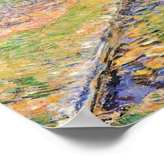 Een lange eilandtuin van Frederick Childe Hassam Poster (Hoek)