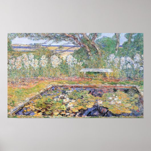 Een lange eilandtuin van Frederick Childe Hassam Poster (Voorkant)
