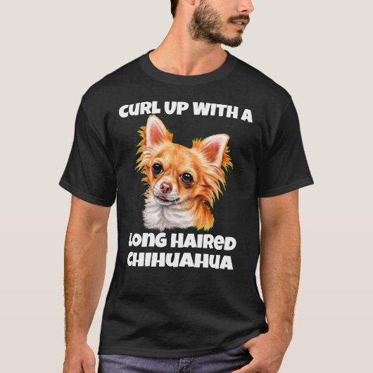 Een lange-Hair-Chihuahua-hond T-shirt (Voorkant)