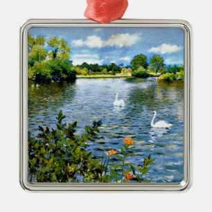 Een Lange Island Lake, beroemd schilderij, Metalen Ornament