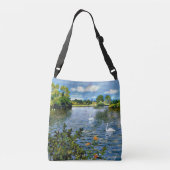 Een Lange Island Lake, mooie kunst, Crossbody Tas (Achterkant)