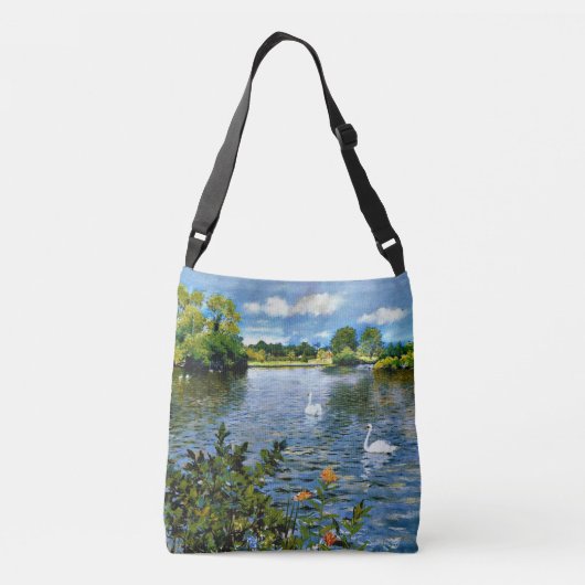Een Lange Island Lake, mooie kunst, Crossbody Tas (Achterkant)