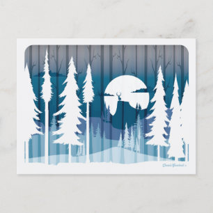 Een lange winternacht in het vergeten bos - briefkaart