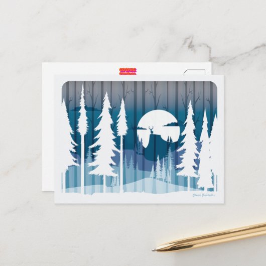 Een lange winternacht in het vergeten bos - briefkaart (Voorkant / Achterkant in situ)