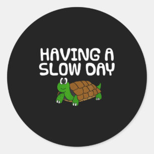Een langzame dag hebben, schildpad pensioen vaders ronde sticker