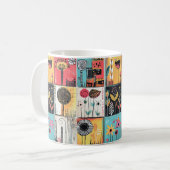 Een lappendeken van speelse bloemen koffiemok (Voorkant links)