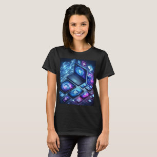 Een laptop met een scherm waarop internet staat t-shirt