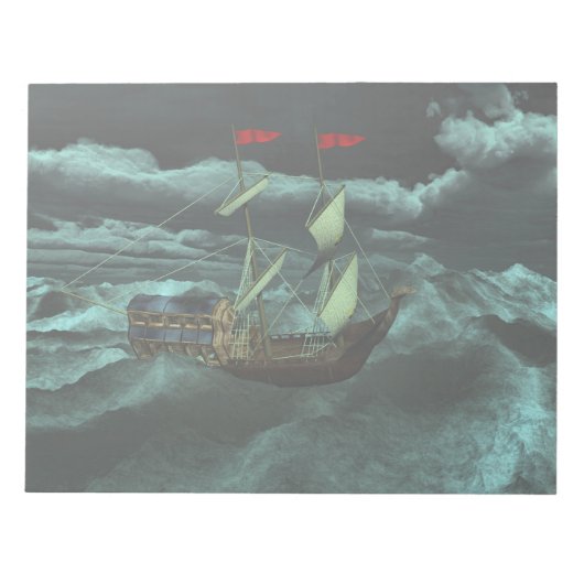 Een laptop met Wild- en Stormy-Zee Notitieblok (Voorkant)