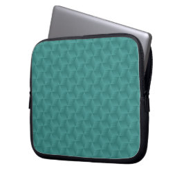 Een laptopsleeve met een strak, geometrisch turquo laptop sleeve