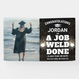 Een Lasjob Klaar Toorts & Vonken Lasser Afstuderen Spandoek